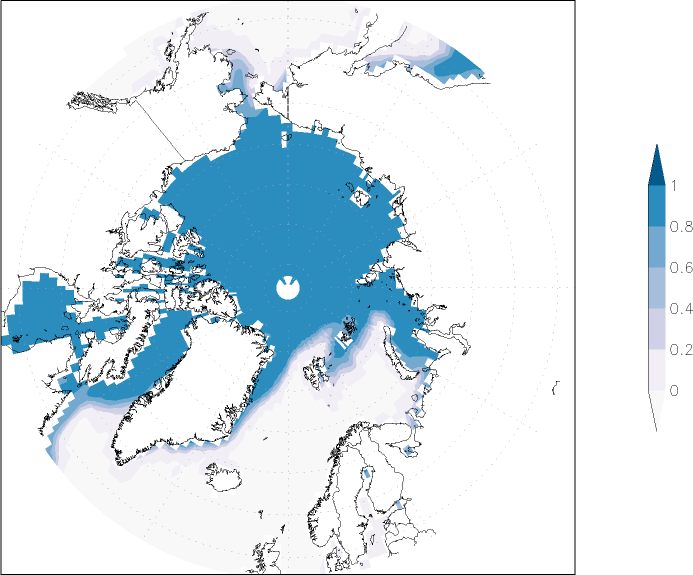 sea ice concentration (Arctic) February  observed values
