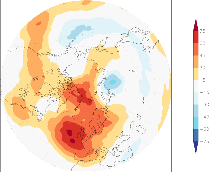 ozone (northern hemisphere) anomaly March  w.r.t. 1981-2010