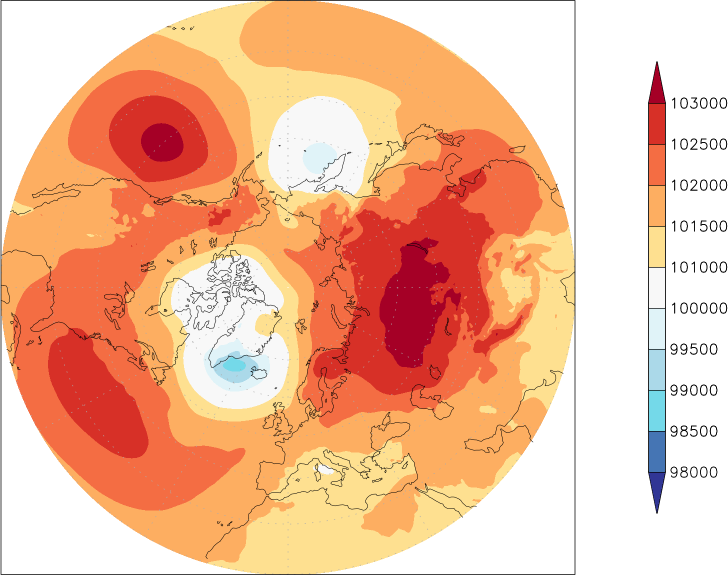 sea-level pressure (northern hemisphere) February  observed values