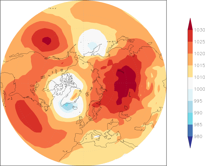 sea-level pressure (northern hemisphere) February  observed values