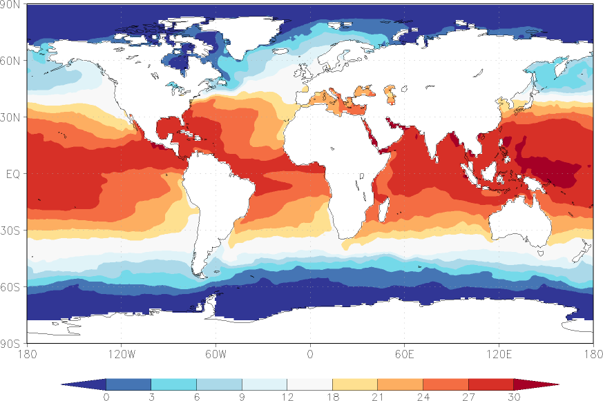 sea surface temperature June  observed values