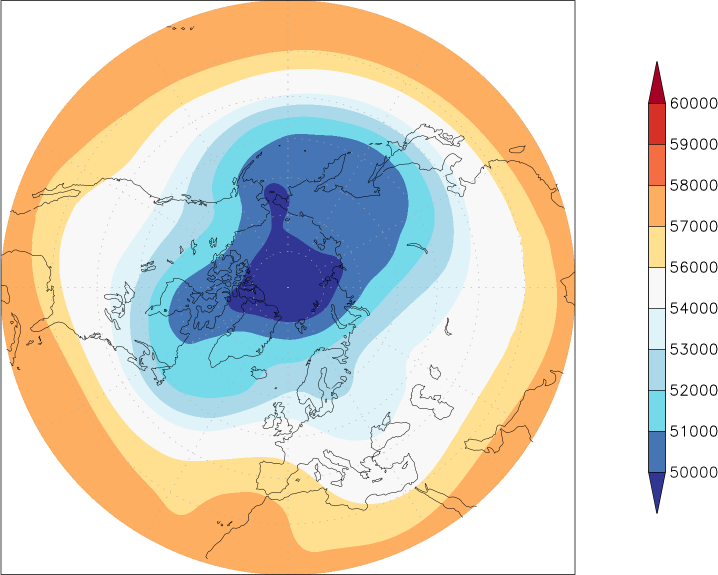 500mb height (northern hemisphere) December  observed values