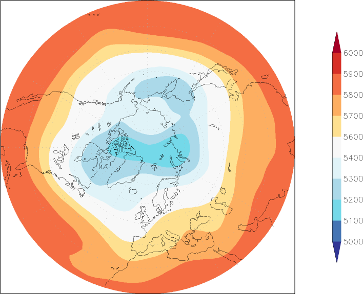 500mb height (northern hemisphere) April  observed values