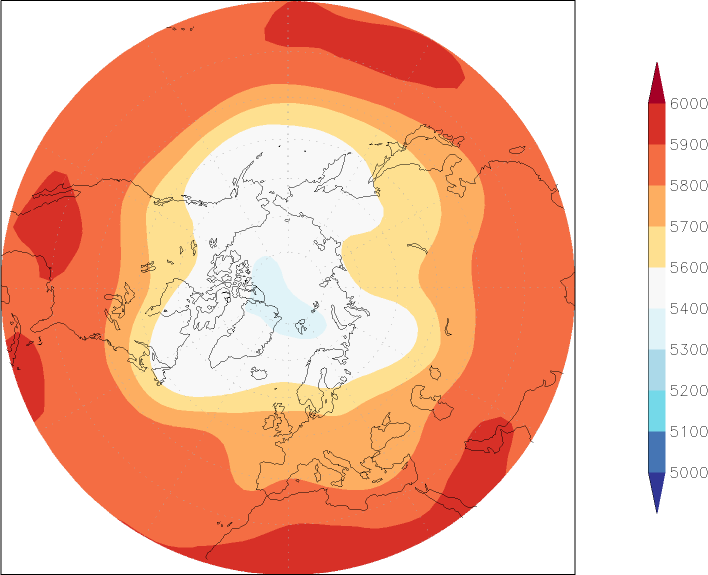 500mb height (northern hemisphere) June  observed values