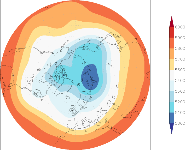 500mb height (northern hemisphere) March  observed values