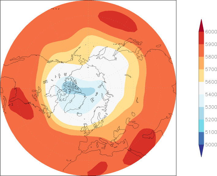 500mb height (northern hemisphere) September  observed values