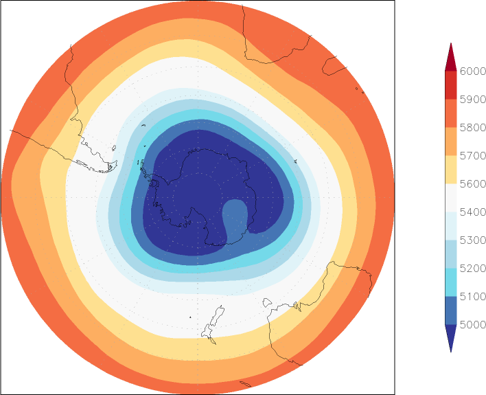 500mb height (southern hemisphere) July  observed values