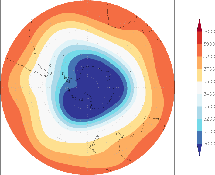 500mb height (southern hemisphere) October  observed values