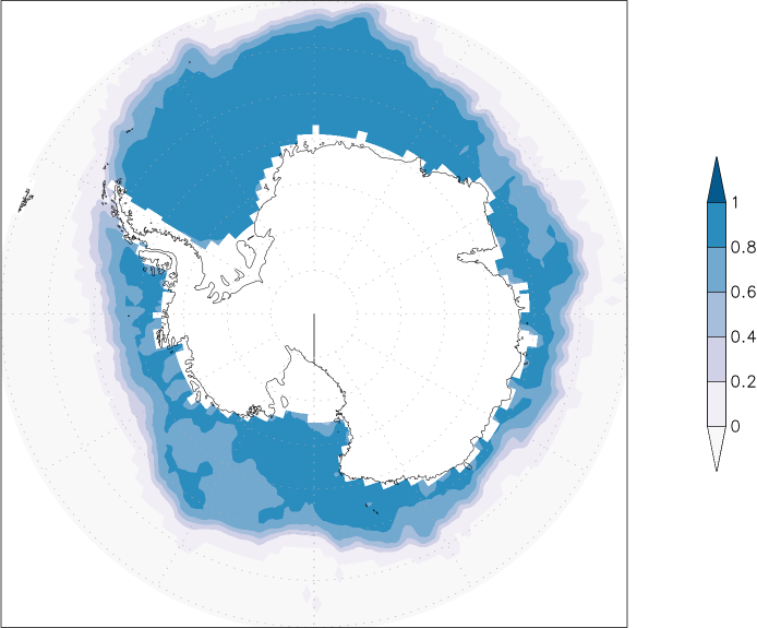 sea ice concentration (Antarctic) August  observed values