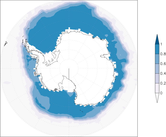 sea ice concentration (Antarctic) September  observed values