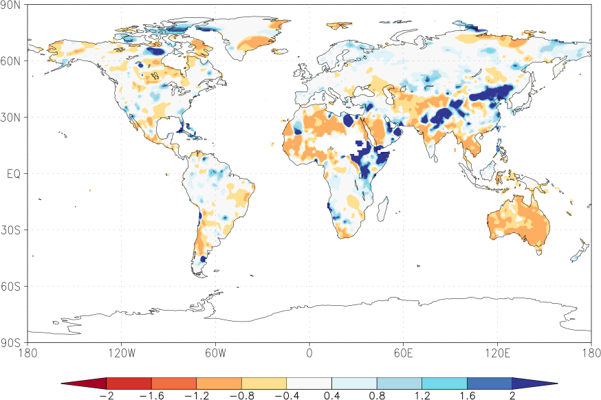 precipitation (rain gauges) anomaly December  relative anomalies  (-1: dry, 0: normal, 2: three times normal)