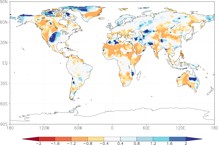 precipitation (rain gauges) anomaly March  relative anomalies  (-1: dry, 0: normal, 2: three times normal)