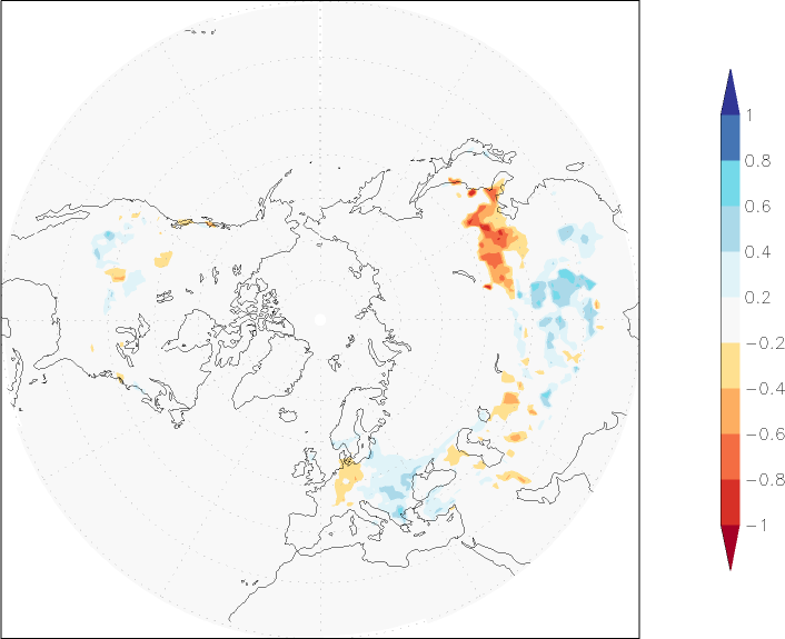 snow cover (northern hemisphere) anomaly January  w.r.t. 1981-2010
