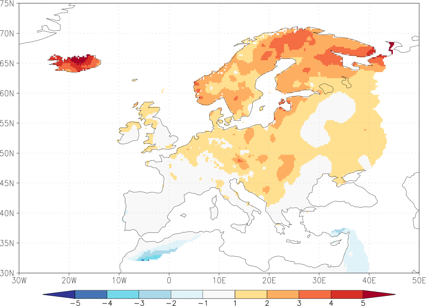 daily mean temperature anomaly April  w.r.t. 1981-2010