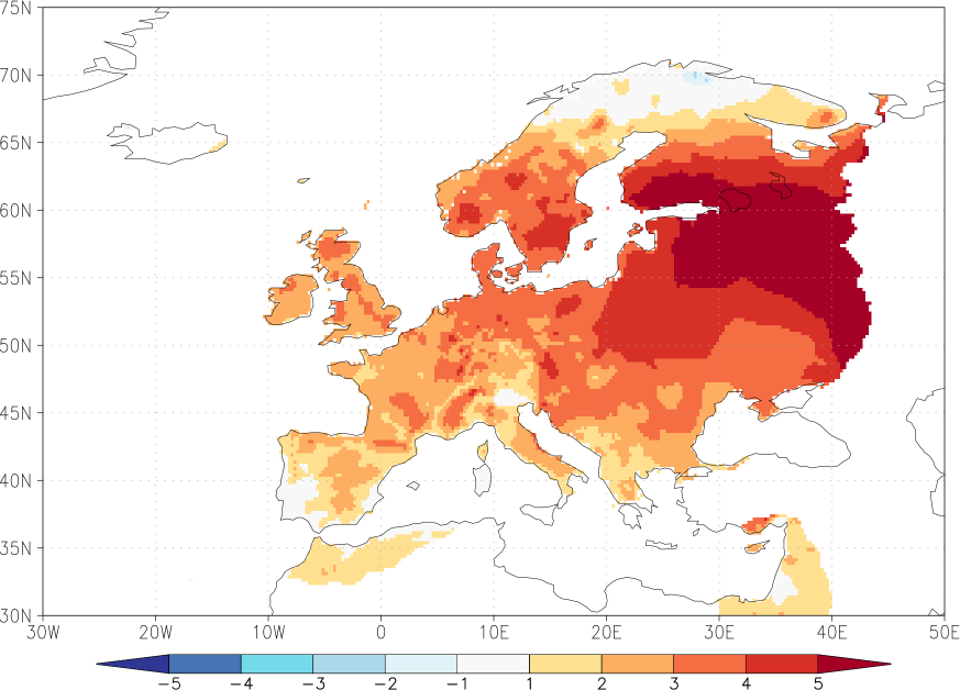 daily mean temperature anomaly February  w.r.t. 1981-2010