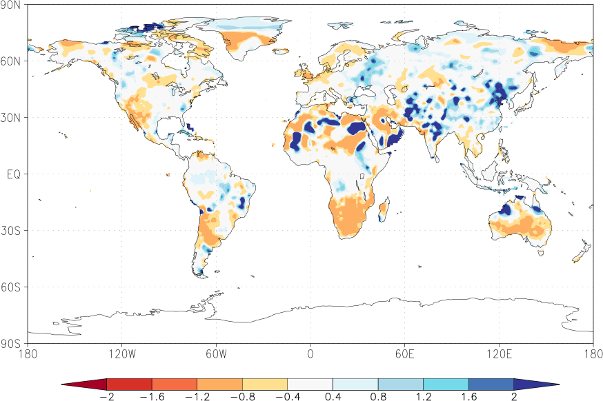 precipitation (rain gauges) anomaly May  relative anomalies  (-1: dry, 0: normal, 2: three times normal)