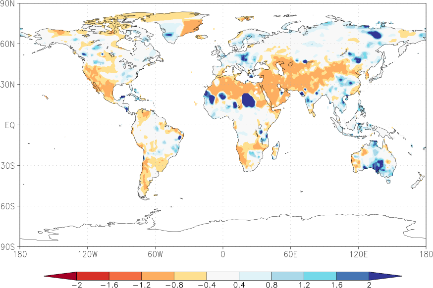 precipitation (rain gauges) anomaly October  relative anomalies  (-1: dry, 0: normal, 2: three times normal)