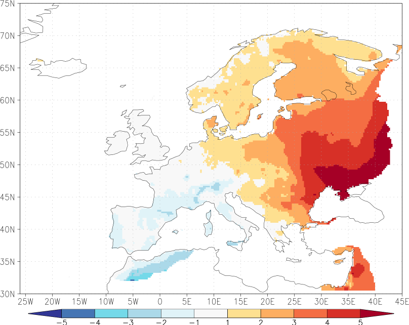 daily mean temperature anomaly October  w.r.t. 1981-2010