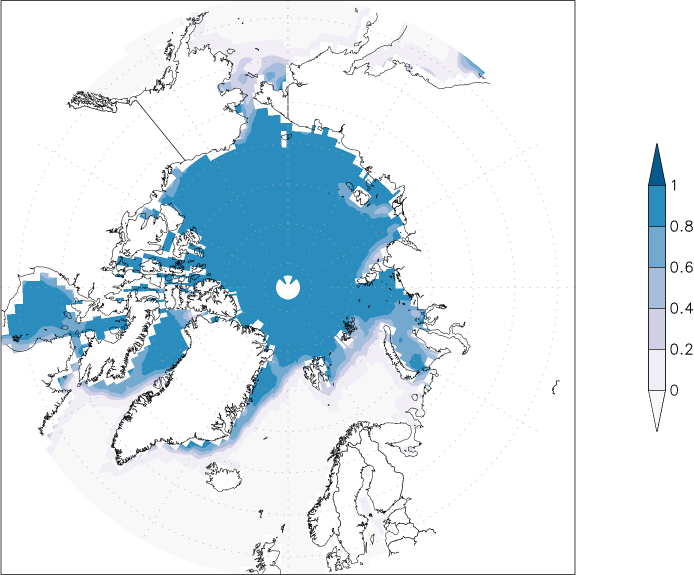 sea ice concentration (Arctic) May  observed values