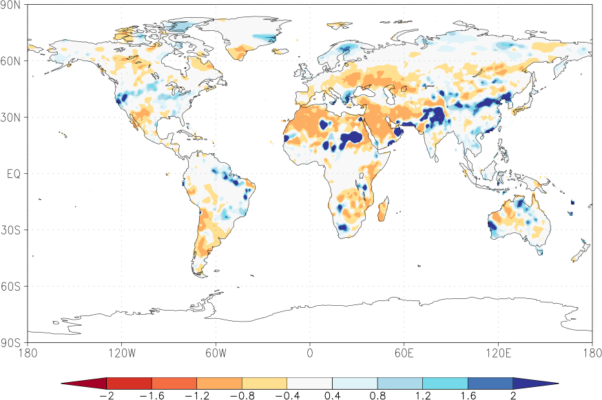 precipitation (rain gauges) anomaly October  relative anomalies  (-1: dry, 0: normal, 2: three times normal)