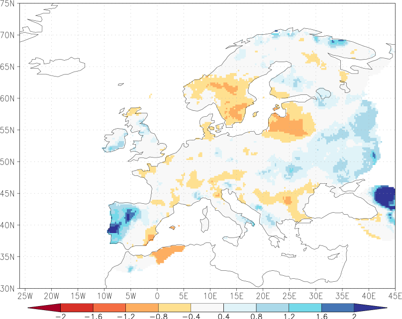 precipitation anomaly February  relative anomalies  (-1: dry, 0: normal, 2: three times normal)