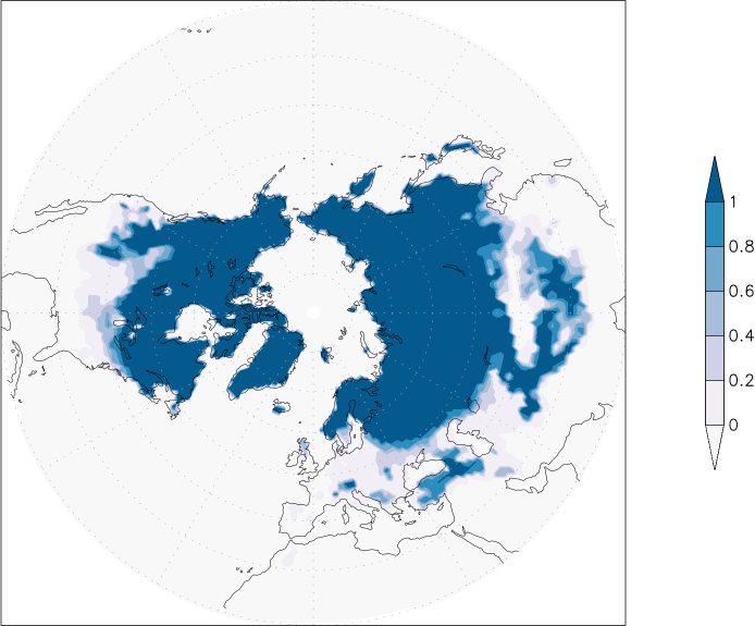 snow cover (northern hemisphere) February  observed values