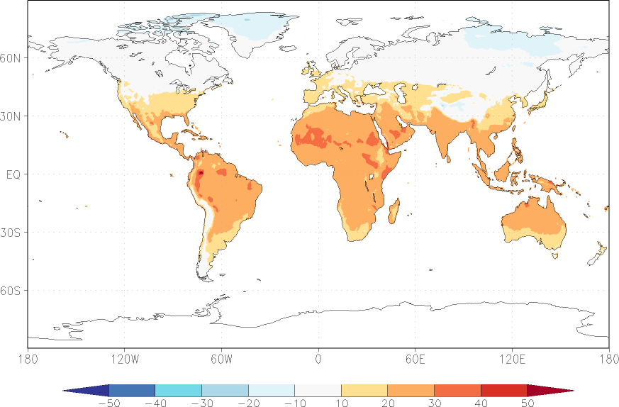 temperature (2m height, world) autumn (September-November)  observed values