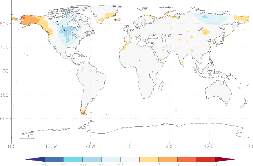 temperature (2m height, world) anomaly summer (June-August)  w.r.t. 1981-2010