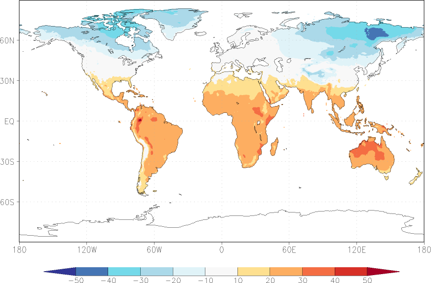 temperature (2m height, world) winter (December-February)  observed values