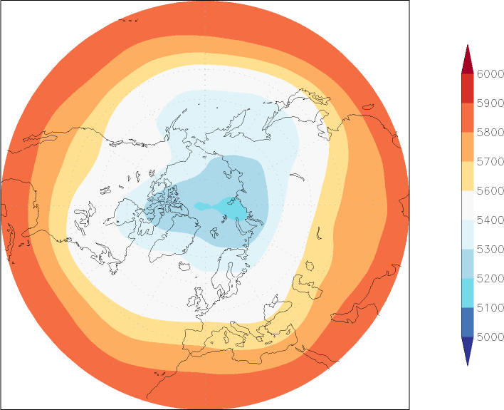 500mb height (northern hemisphere) spring (March-May)  observed values