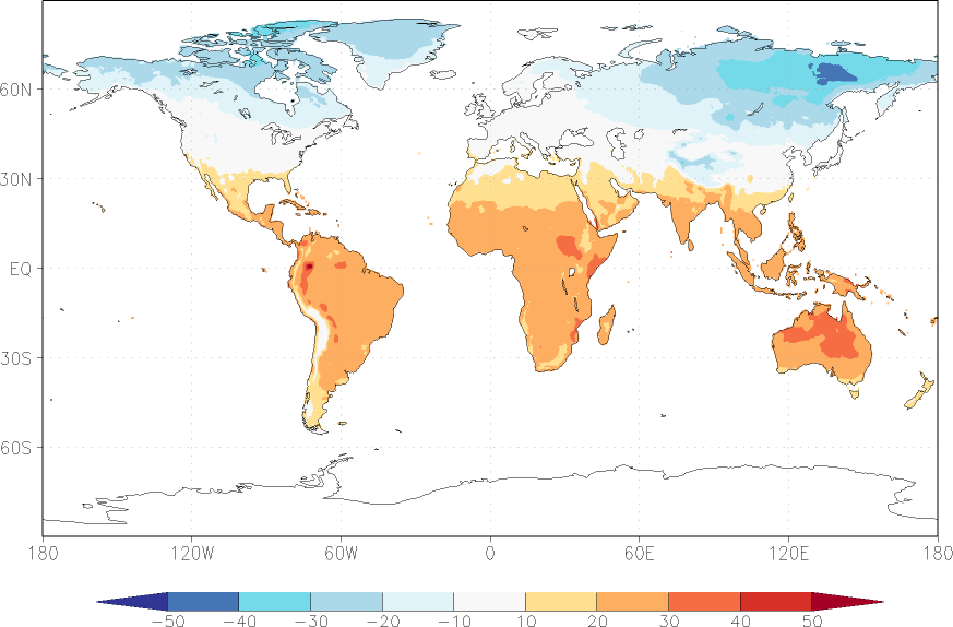 temperature (2m height, world) winter (December-February)  observed values