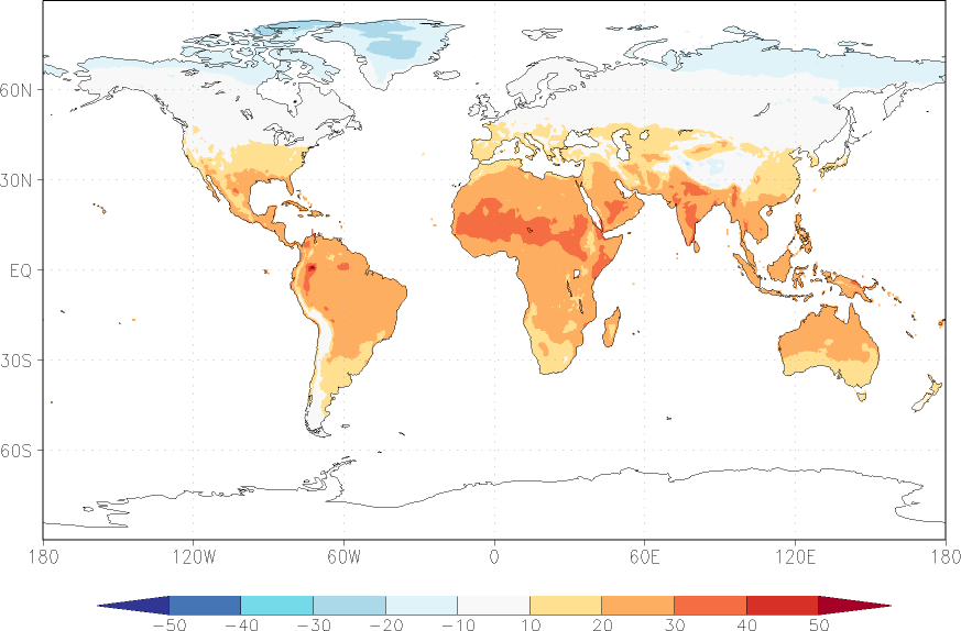 temperature (2m height, world) spring (March-May)  observed values