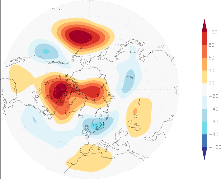 500mb height (northern hemisphere) anomaly spring (March-May)  w.r.t. 1981-2010