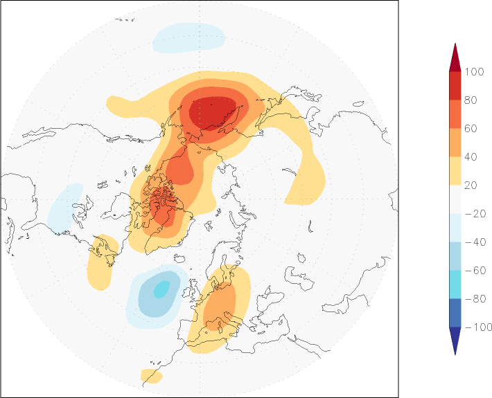 500mb height (northern hemisphere) anomaly autumn (September-November)  w.r.t. 1981-2010