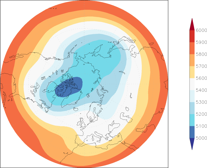 500mb height (northern hemisphere) winter (December-February)  observed values