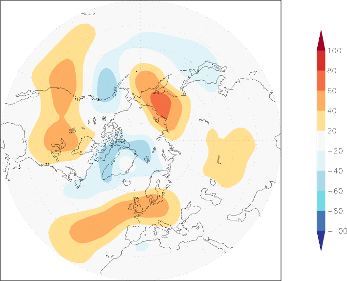 500mb height (northern hemisphere) anomaly spring (March-May)  w.r.t. 1981-2010