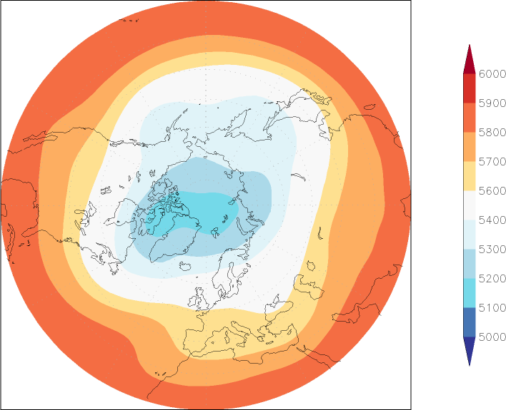 500mb height (northern hemisphere) spring (March-May)  observed values