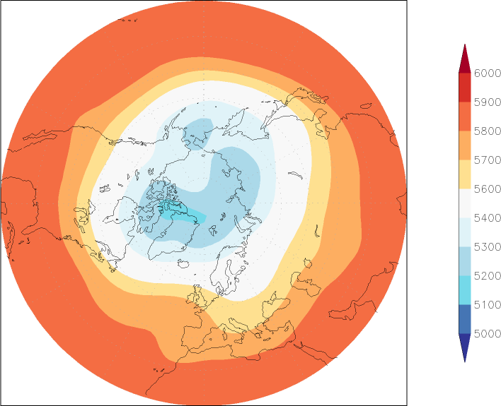 500mb height (northern hemisphere) autumn (September-November)  observed values