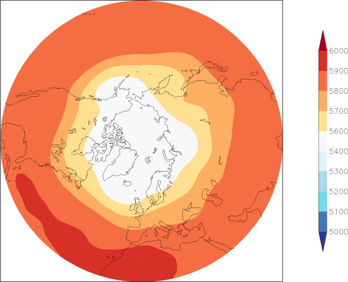 500mb height (northern hemisphere) summer (June-August)  observed values