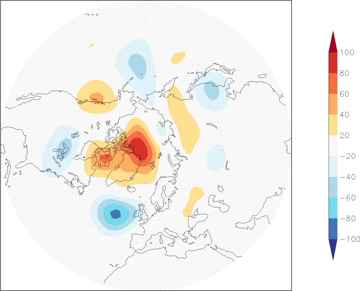 500mb height (northern hemisphere) anomaly summer (June-August)  w.r.t. 1981-2010