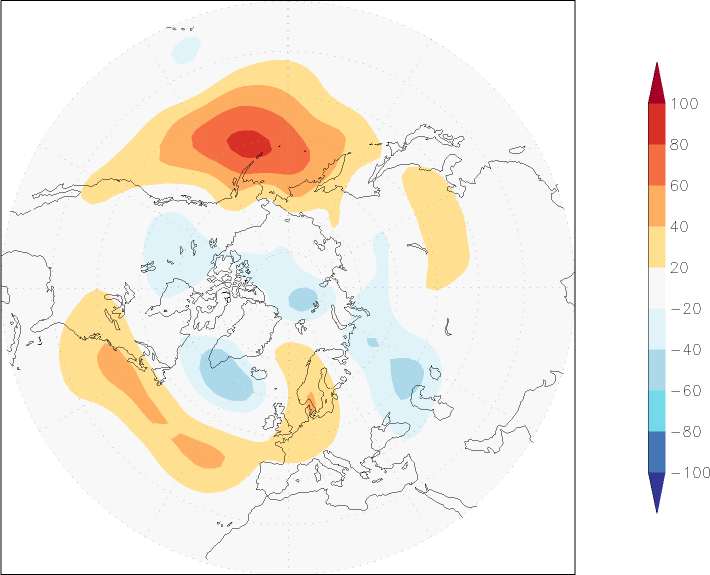 500mb height (northern hemisphere) anomaly spring (March-May)  w.r.t. 1981-2010