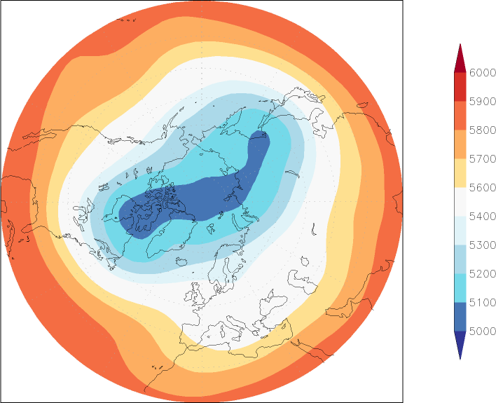 500mb height (northern hemisphere) winter (December-February)  observed values