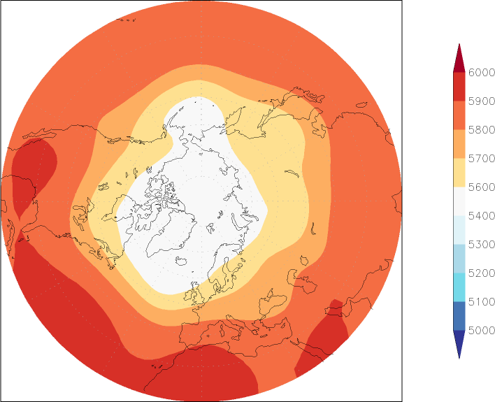 500mb height (northern hemisphere) summer (June-August)  observed values