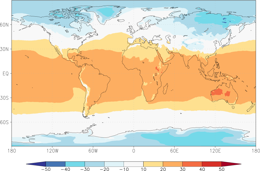 temperature (2m height, world) winter (December-February)  observed values
