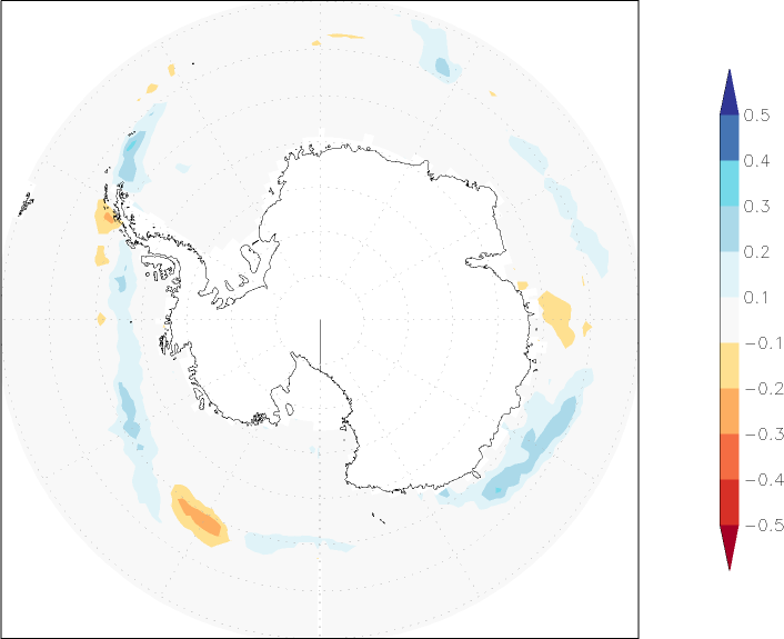 sea ice concentration (Antarctic) anomaly autumn (September-November)  w.r.t. 1981-2010
