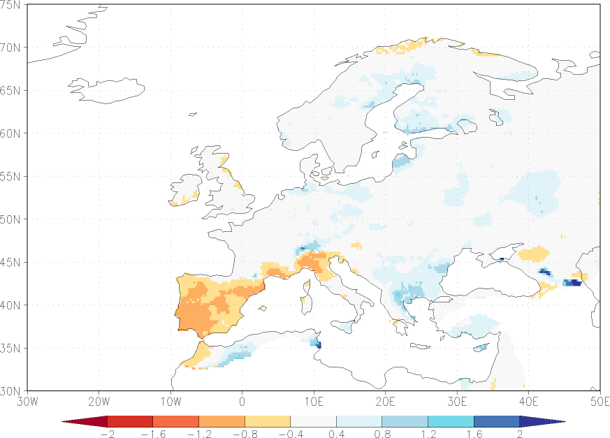 precipitation anomaly winter (December-February)  relative anomalies  (-1: dry, 0: normal, 2: three times normal)