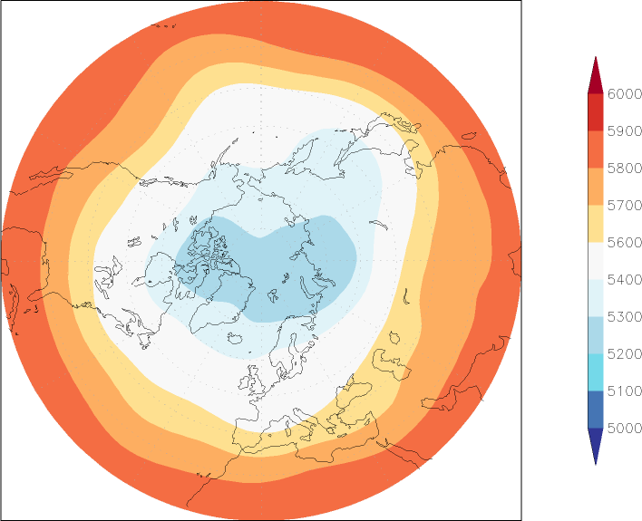 500mb height (northern hemisphere) spring (March-May)  observed values