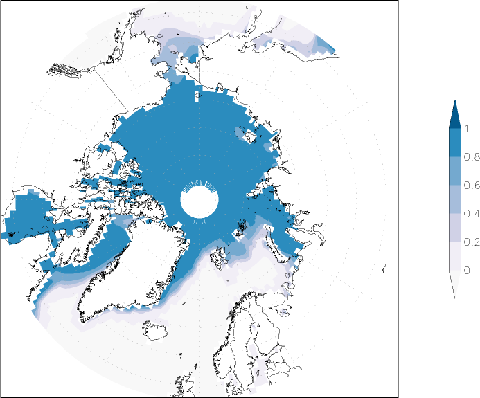 sea ice concentration (Arctic) spring (March-May)  observed values
