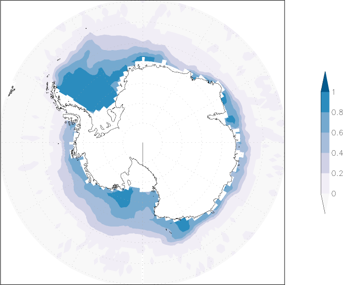 sea ice concentration (Antarctic) spring (March-May)  observed values