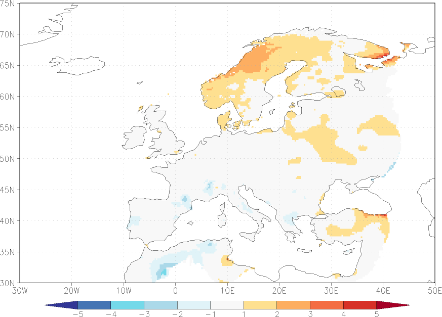 daily mean temperature anomaly summer (June-August)  w.r.t. 1981-2010